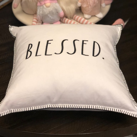 Rae Dunn BLESSED. Feather Pillow - Picture 4 of 6